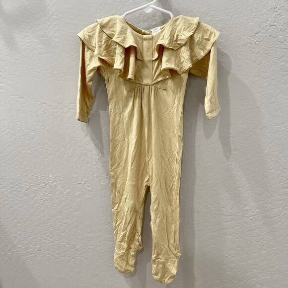 Kate Quinn Golden Ruffle Neck Bamboo Footie Romper - Picture 1 of 7